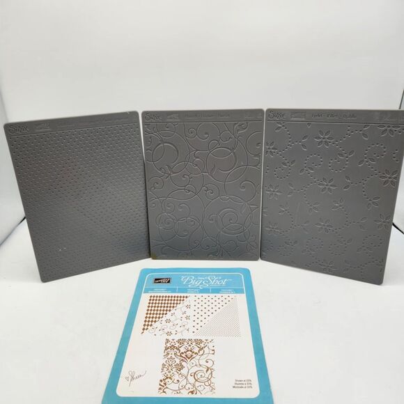 Stampin Up Texturz Backgrounds #1 Embossing Dies Plates Sizzix Big Shot - Picture 3 of 5